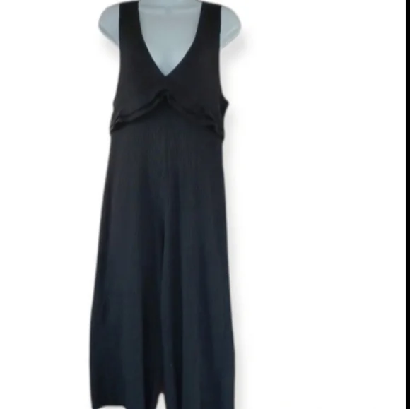 Zara Trafaluc Black ribbed stretch jumpsuit Size L - Picture 4 of 8